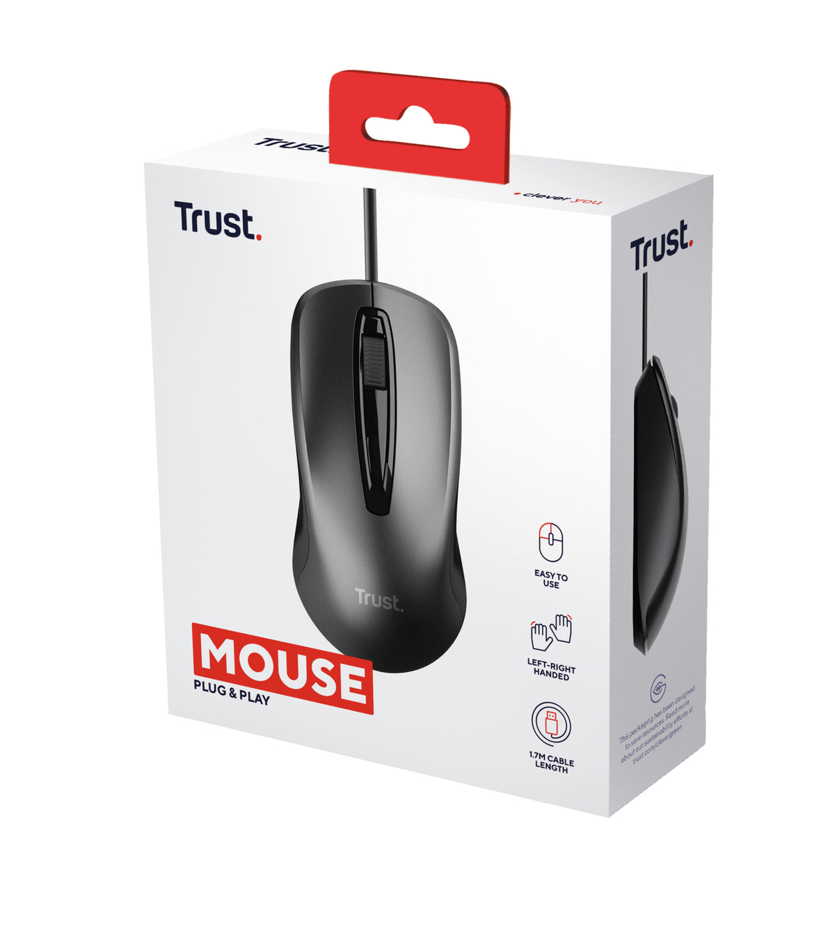 Trust 24657 Maus Büro Beidhändig USB Typ-A Optisch 1200 DPI