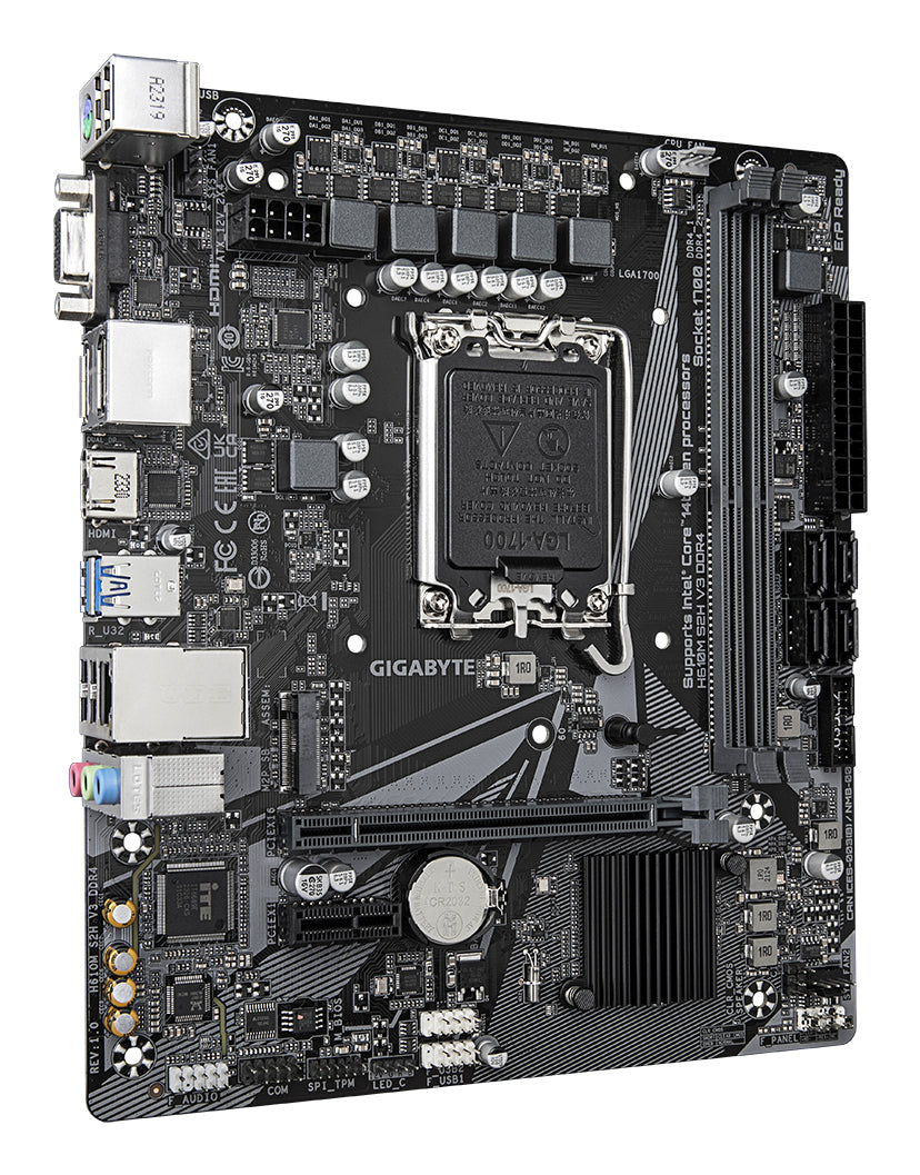 GIGABYTE H610M S2H V3 DDR4 Mainboard - Unterstützt Intel Core Prozessoren 14th CPUs, 4+1+1 Hybrid Digital VRM, up to 3200MHz DDR4, 1xPCIe 3.0 M.2, GbE LAN , USB 3.2 Gen 1