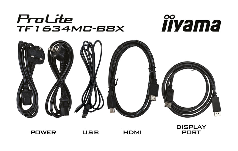 iiyama ProLite TF1634MC-B8X Computerbildschirm 39,6 cm (15.6") 1920 x 1080 Pixel Full HD LED Touchscreen Multi-Nutzer Schwarz