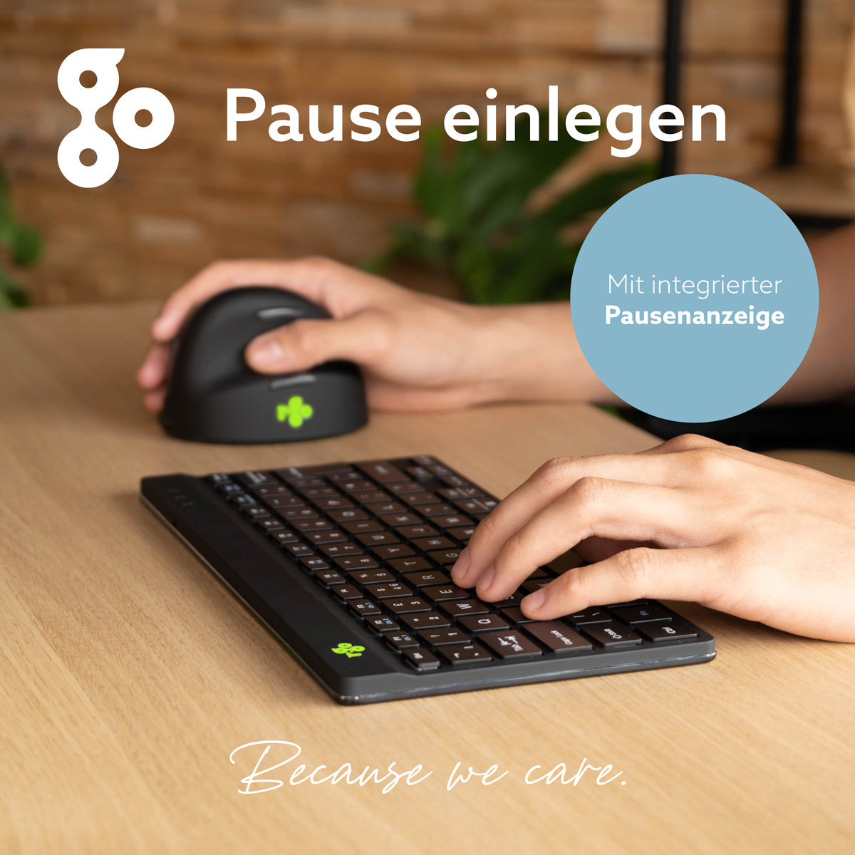 R-Go Tools Ergonomische Tastatur R-Go Compact Break, kompakte Tastatur mit Pausensoftware, QWERTY (US), Bluetooth, Schwarz