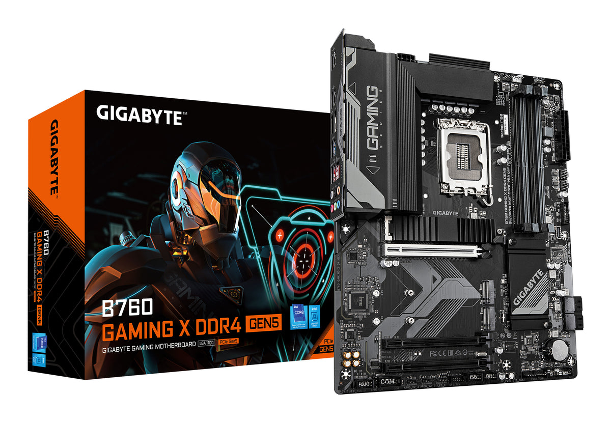 GIGABYTE B760 GAMING X DDR4 GEN5 Mainboard – Unterstützt Intel Core Prozessoren der 14. Generation, 8+1+1 Phasen VRM, bis zu 5333 MHz DDR4 (OC), 3xPCIe 4.0 M.2, 2.5GbE LAN, USB 3.2 Gen 2