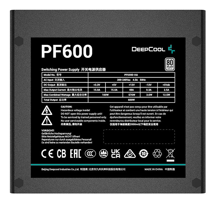 DeepCool PF600 Netzteil 600 W 20+4 pin ATX ATX Schwarz
