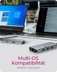 ICY BOX IB-DK4034a-CPD, 6 in 1 docking station, HDMI 4K60Hz, 3× USB-A USB 3.2 Gen1 5 Gbps, 1×RJ45 1Gbit/s, 1×USB-C für PD3.0 100W