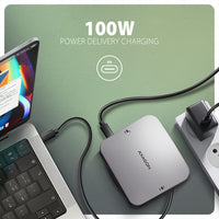 Axagon HMC-UFO USB-C Hub M.2 SATA/NVMe 1 Gbit/s Ethernet 384 kHz Audio Kabelgebunden USB 3.2 Gen 2 (3.1 Gen 2) Type-C Schwarz