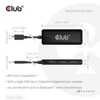 CLUB3D USB-C® to Triple DisplayPort™ MST Hub 4K60Hz