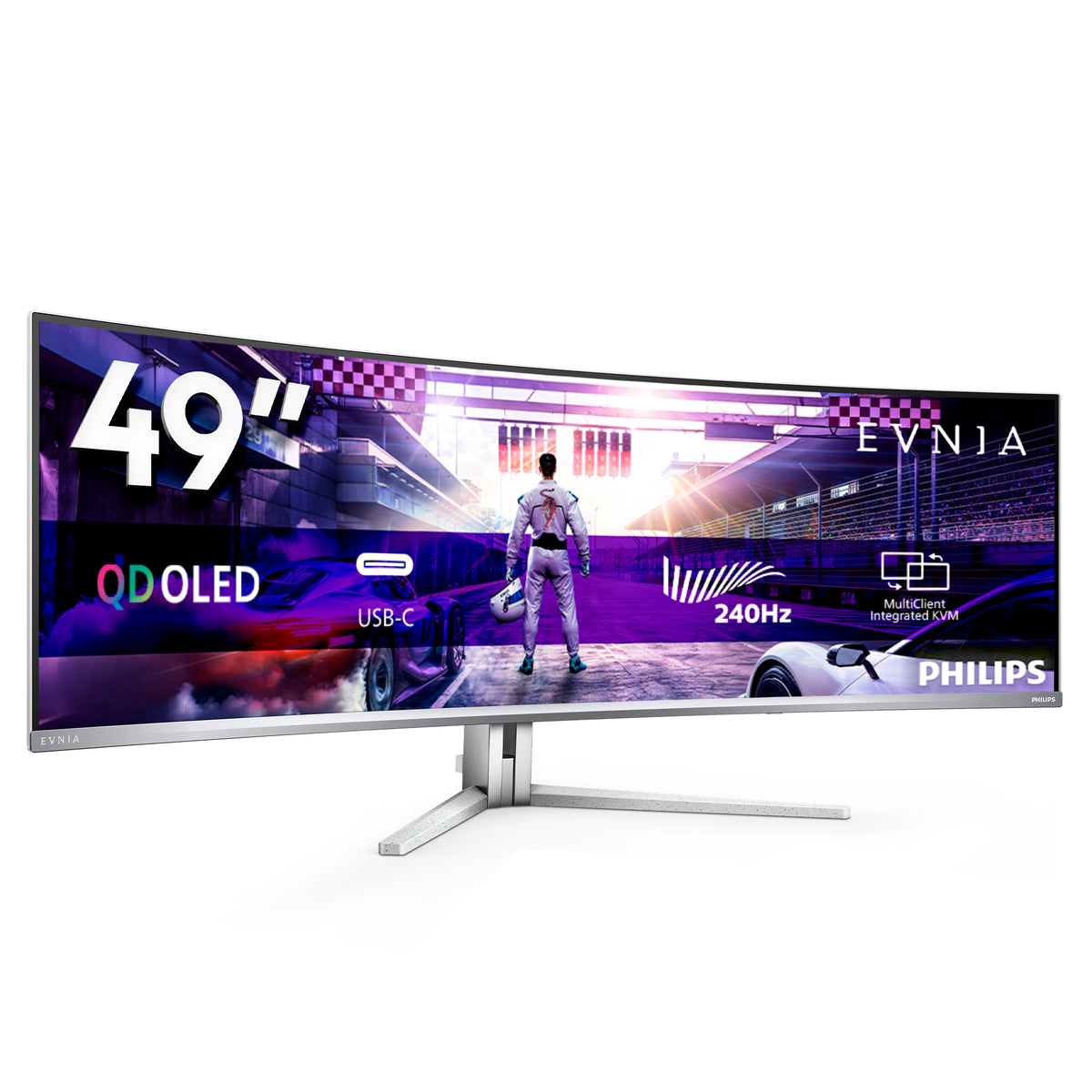 Philips Evnia 8000 49M2C8900/00 Computerbildschirm 124,2 cm (48.9") 5120 x 1440 Pixel Dual QHD QD-OLED Weiß