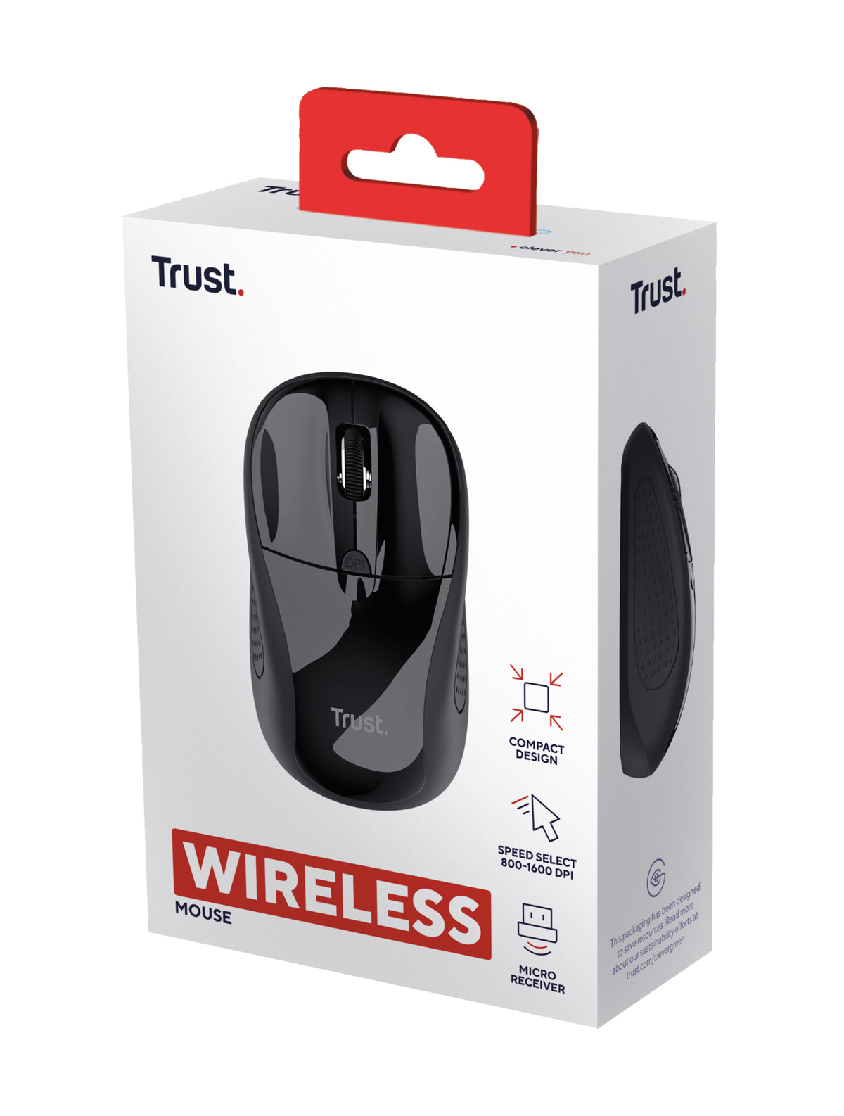 Trust 24658 Maus Büro Beidhändig RF Wireless Optisch 1600 DPI