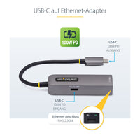 StarTech.com 2,5GbE USB C Ethernet Adapter, 100W PD Pass-Through, USB-C auf Lan-RJ45 Netzwerkadapter, USB-C 3.0 NIC, Thunderbolt Kompatibel, Windows & Mac