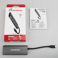 Axagon HMC-5G21 USB 10Gbps hub, 2x USB-A, 2x USB-C, HDMI 4k/30Hz, PD 60W, USB-C Kabel