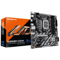 GIGABYTE B860M D3W Mainboard – Intel Core Ultra Series CPUs, 4+1+2-Phasen-VRM, bis zu 9066 MHz DDR5, 2× PCIe 4.0 M.2, 1-GbE-LAN, USB 3.2 Gen 1