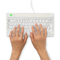 R-Go Tools Ergonomische Tastatur R-Go Compact Break, kompakte Tastatur mit Pausensoftware, QWERTY (NORDIC), Kabelgebunden, Weiß
