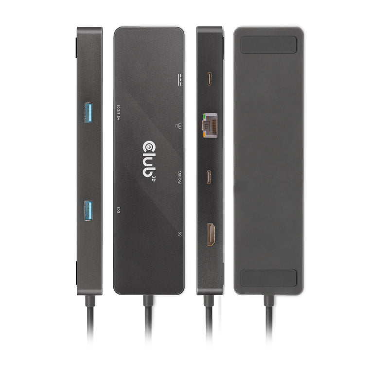 CLUB3D 6-in-1 USB3.2 Gen2 Typ-C Dual Displays Portable Dock mit USB Typ-C Video 4K60Hz