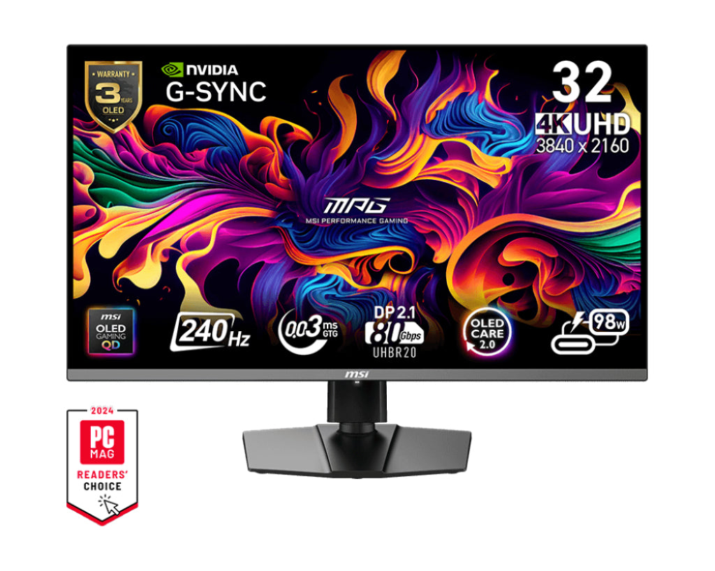 MSI MPG 322URX QD-OLED Computerbildschirm 80 cm (31.5") 3840 x 2160 Pixel 4K Ultra HD Schwarz