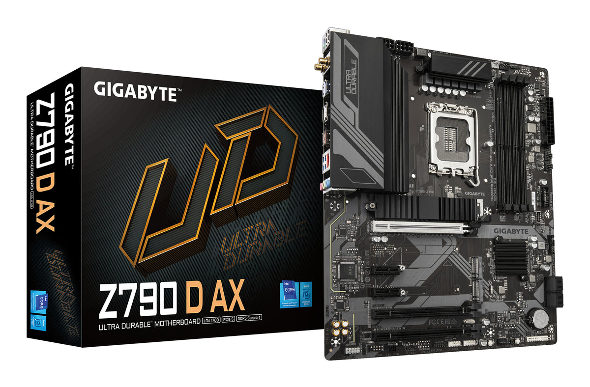 GIGABYTE Z790 D AX Motherboard - Unterstützt Intel Core 14. Generation CPUs, 12+1+1 Phasen Digital VRM, bis zu 7600MHz DDR5 (OC), 3xPCIe 4.0 M.2, Wi-Fi 6E, 2.5GbE LAN, USB 3.2 Gen 2