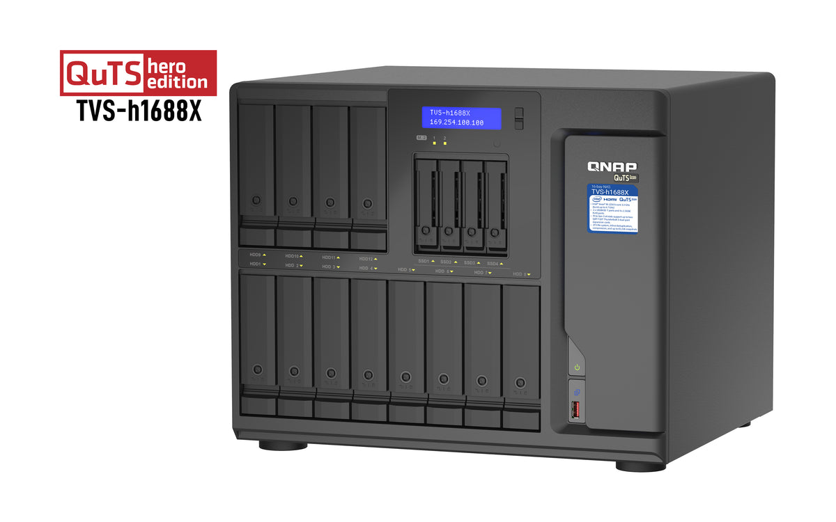 QNAP TVS-h1688X NAS Tower Intel® Xeon® W-1250 32 GB DDR4 0 TB QuTS hero Schwarz