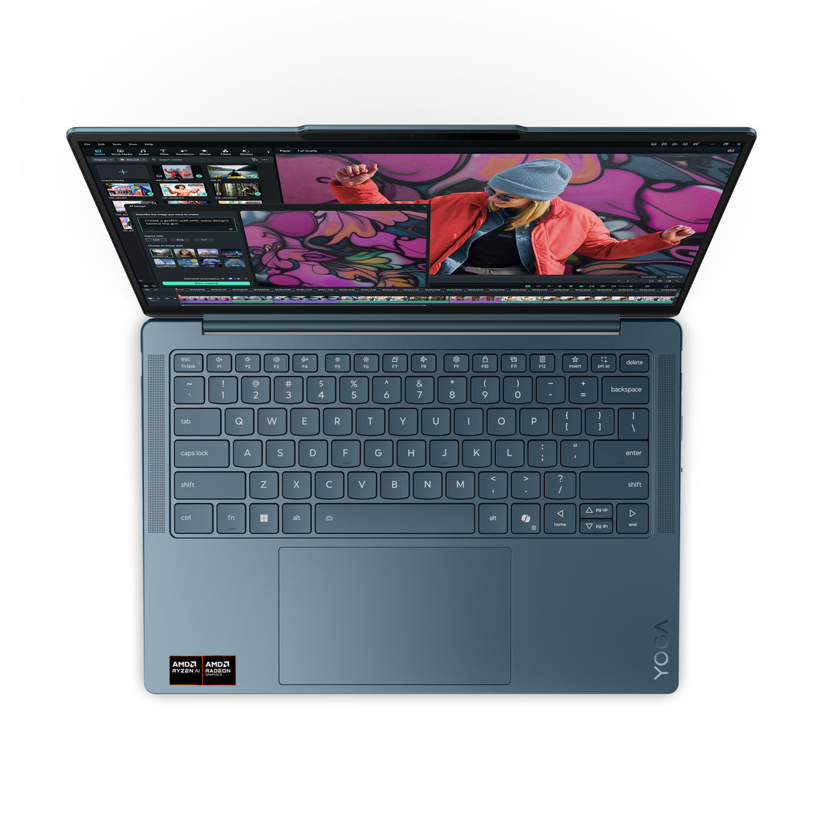 Lenovo Yoga Slim 7 14AKP10 Copilot+ PC AMD Ryzen AI 7 350 Ordinateur portable 35,6 cm (14") 2.8K 16 Go LPDDR5-SDRAM 512 Go SSD Wi-Fi 7 (802.11be) Windows 11 Home Turquoise Allemand