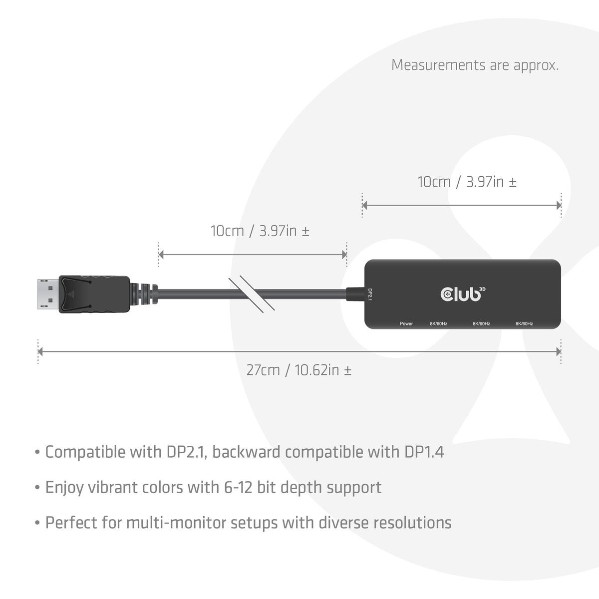 CLUB3D DisplayPort™ to Triple HDMI™ 8K60Hz Hub
