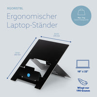 R-Go Tools Laptopständer R-Go Riser Flexible, ergonomisch, faltbarer und einstellbarer Laptopständer, Schwarz