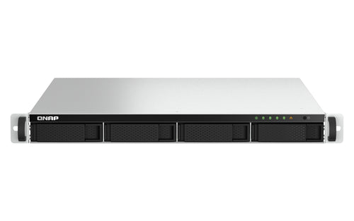 QNAP TS-464U-RP NAS Rack (1U) Intel® Celeron® N5095 8 GB DDR4 0 TB QNAP Turbo System Aluminium, Schwarz