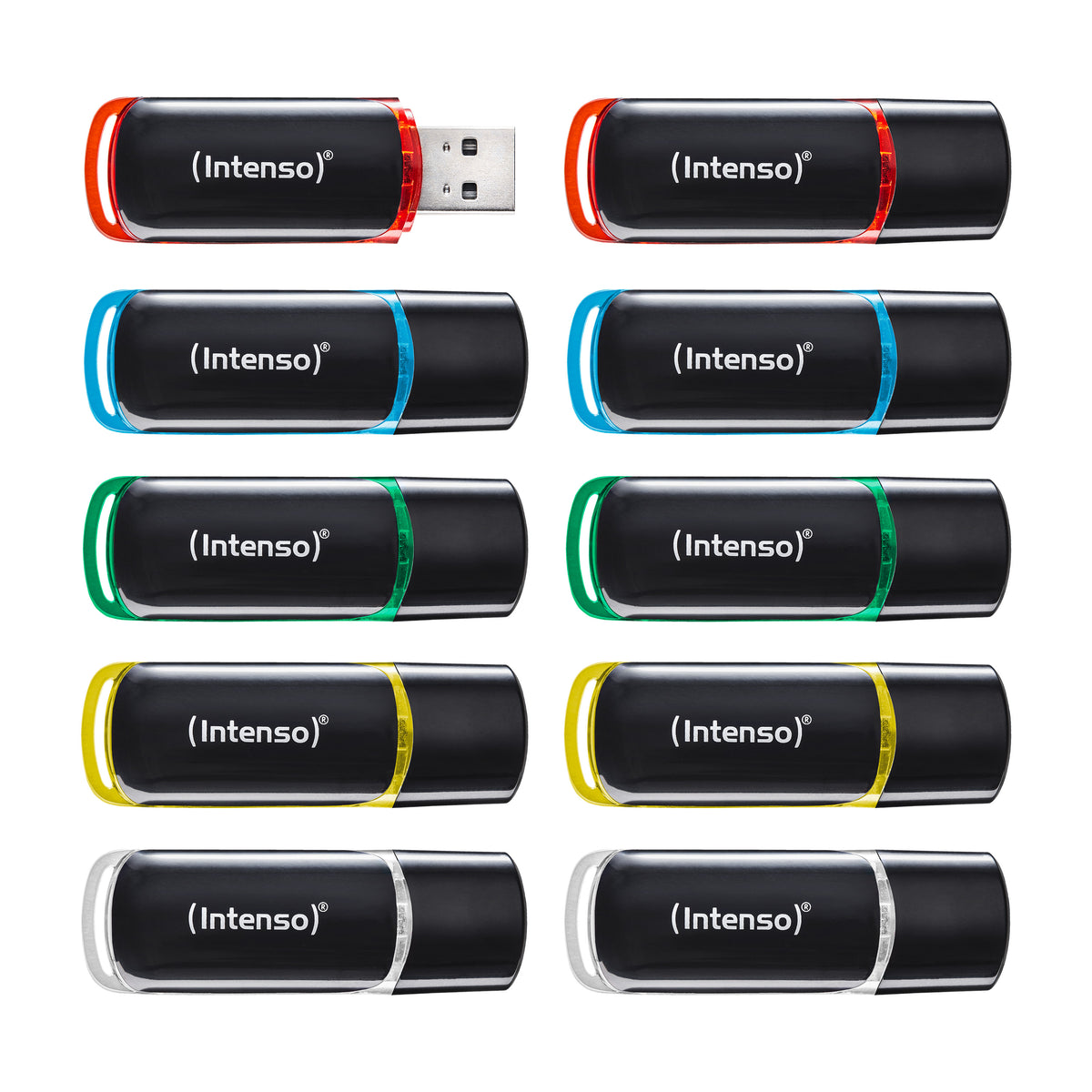 Intenso 3511551 USB-Stick 4 GB USB Typ-A 2.0 Schwarz, Rot, Grün, Transparent, Gelb, Blau