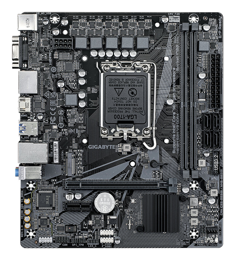 GIGABYTE H610M S2H V3 DDR4 Mainboard - Unterstützt Intel Core Prozessoren 14th CPUs, 4+1+1 Hybrid Digital VRM, up to 3200MHz DDR4, 1xPCIe 3.0 M.2, GbE LAN , USB 3.2 Gen 1