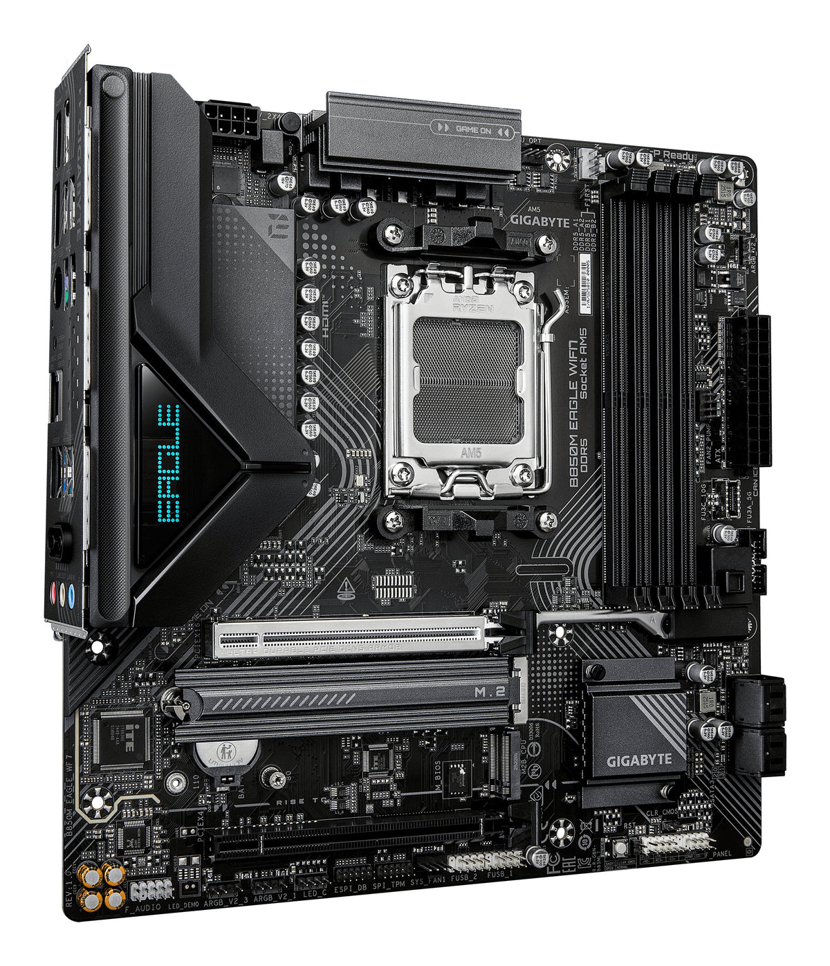 GIGABYTE B850M EAGLE WIFI7 Mainboard – AMD Ryzen 9000 Series CPUs, digitales 8+2+2-Phasen-VRM, bis zu 8200 MHz DDR5 (O.C.), 1× PCIe-5.0-M.2 + 1× PCIe-4.0-M.2, Wi-Fi 7, 2.5-GbE-LAN, USB 3.2 Gen 2