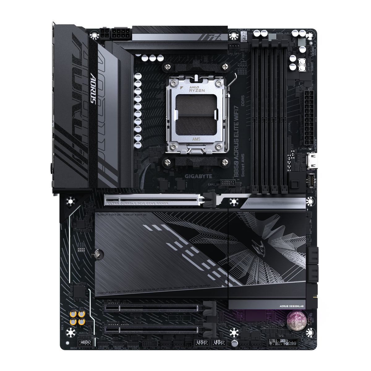 GIGABYTE B850 AORUS ELITE WIFI7 Motherboard - AMD Ryzen 9000 Serie CPUs, 14+2+2 Phasen digitales VRM, bis zu 8200MHz DDR5 (OC), 1xPCIe 5.0 + 2xPCIe 4.0 M.2, 2,5 LAN, WIFI 7, USB 3.2 Gen 2x2