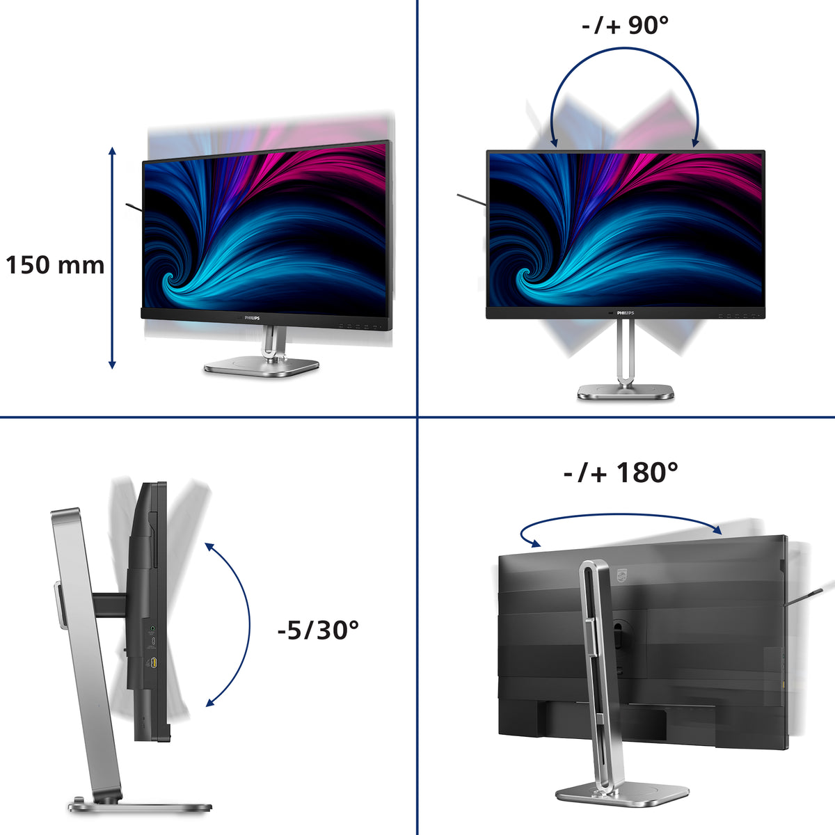 Philips 4000 series 27B2N4500/00 Computerbildschirm 68,6 cm (27") 2560 x 1440 Pixel Quad HD LCD Grau