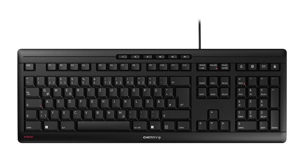 CHERRY STREAM Tastatur Heimbüro USB QWERTY Portuguesisch Schwarz, Grau