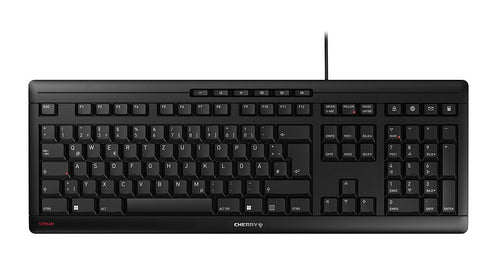 CHERRY STREAM Tastatur Heimbüro USB QWERTY Portuguesisch Schwarz, Grau