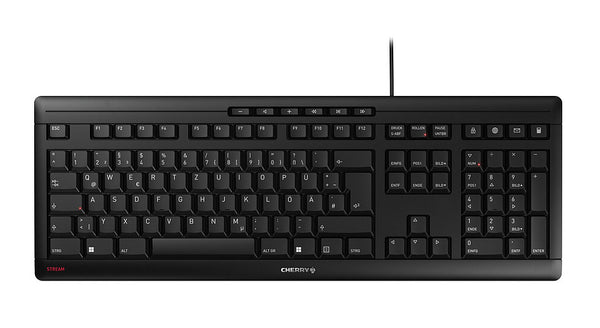 CHERRY STREAM Tastatur Heimbüro USB QWERTY Portuguesisch Schwarz, Grau