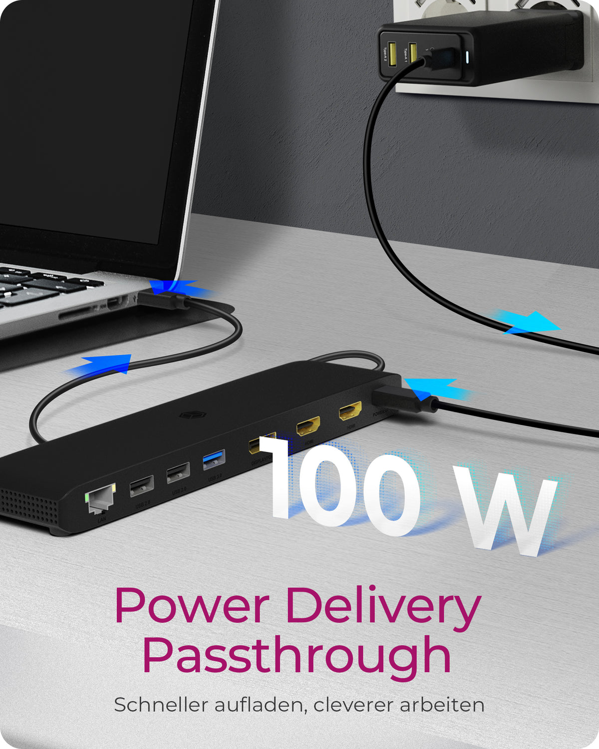 ICY BOX IB-DK2116-C, USB Type-C® Notebook DockingStation mit dreifacher Videoausgabe