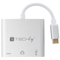 Techly IADAP USB31-HDMIPTY laptop-dockingstation & portreplikator Kabelgebunden USB 3.2 Gen 1 (3.1 Gen 1) Type-C Silber