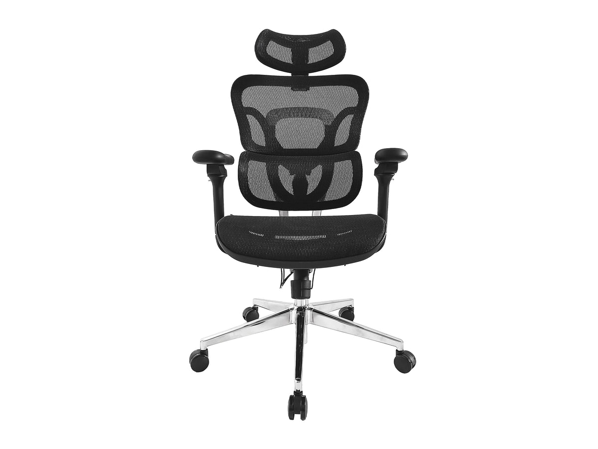 Equip Ergonomischer Premium-Bürostuhl mit Kopfstütze und Armlehnen, Schwarz
