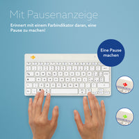 R-Go Tools Ergonomische Tastatur R-Go Compact Break, kompakte Tastatur mit Pausensoftware, QWERTY (IT), Bluetooth, Weiß