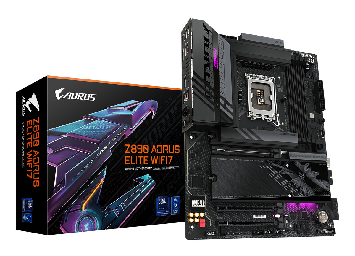 GIGABYTE Z890 AORUS ELITE WIFI7 Mainboard - Unterstützt Intel Core Ultra (Serie 2) CPUs, 16+1+2 Phasen VRM, bis zu 8800MHz DDR5 (OC), 1xPCIe 5.0 + 3xPCIe 4.0, Wi-Fi 7, 2.5GbE LAN, Thunderbolt 4