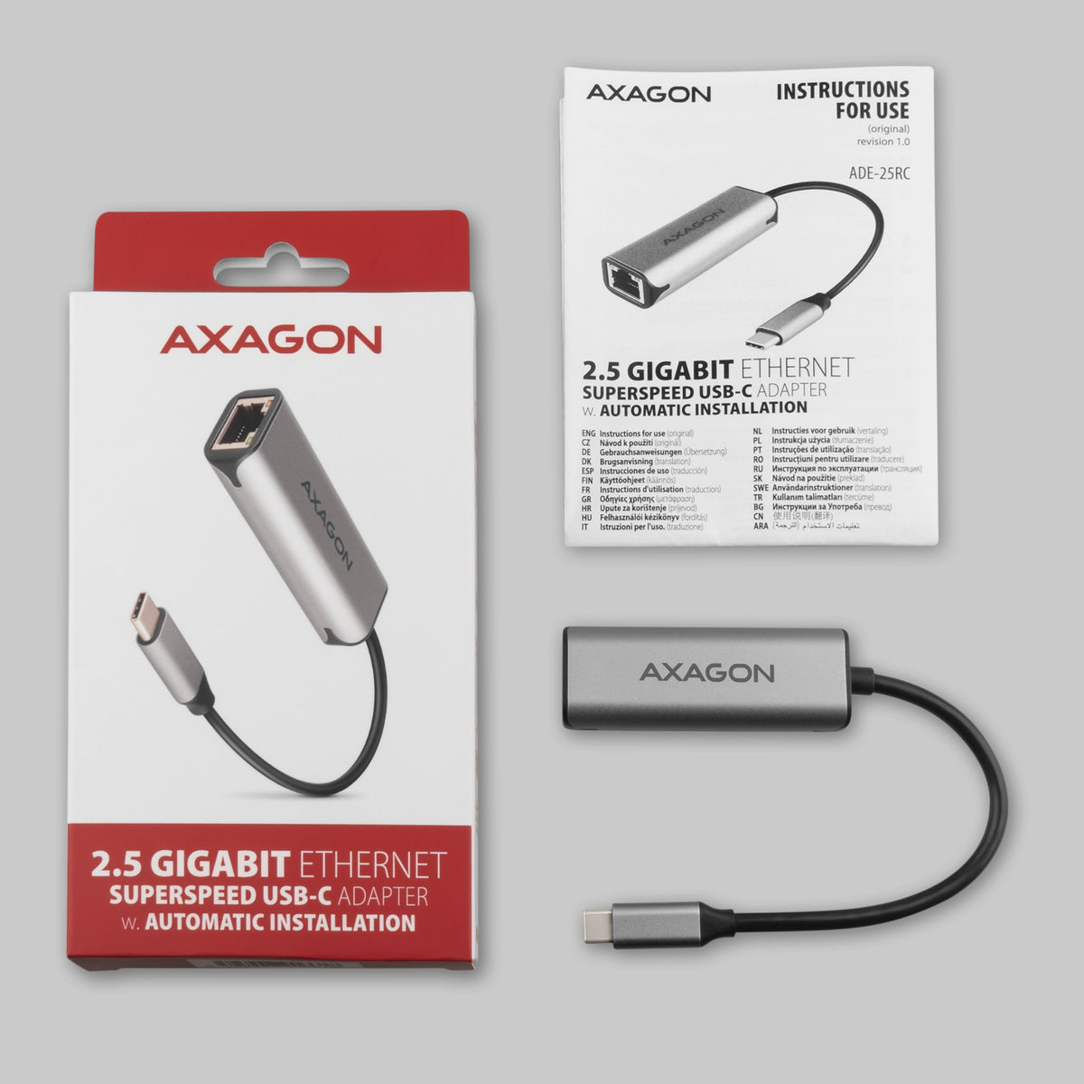 Axagon ADE-25RC SuperSpeed USB-C 2.5 Gigabit Ethernet Adapter