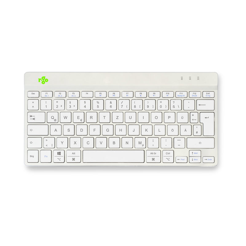 R-Go Tools Ergonomische Tastatur R-Go Compact Break, kompakte Tastatur mit Pausensoftware, QWERTZ (DE), Bluetooth, Weiß