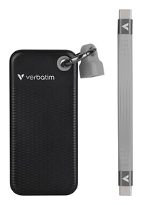 Verbatim Pocket SSD Schlüsselanhänger mit Kabelbefestigung - 128GB Schwarz/Orange