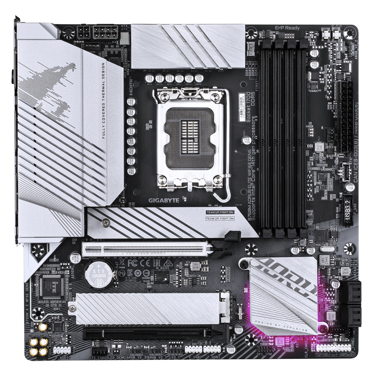 GIGABYTE B760M AORUS ELITE WIFI6E GEN5 Mainboard – Unterstützt Intel Core Prozessoren der 14. Generation, 12+1+1 Phasen Digital-VRM, bis zu 5600 MHz DDR5, 2 x PCIe 4.0 M.2, Wi-Fi 6E, 2.5 GbE LAN, USB 3.2 Gen 2x2