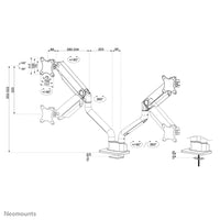 Neomounts DS70S-950WH2 Monitorarm 17-35" - Gasfeder - Topfix - 180°-Stopp
