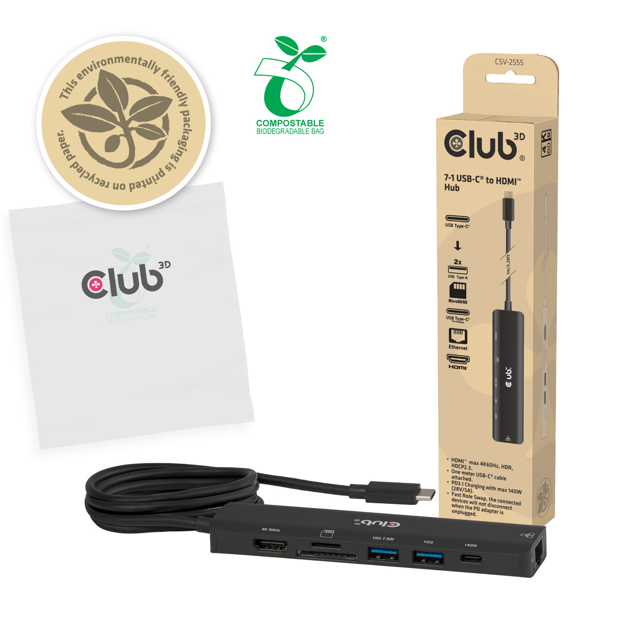 CLUB3D 7-1 USB-C® zu HDMI-Hub™
