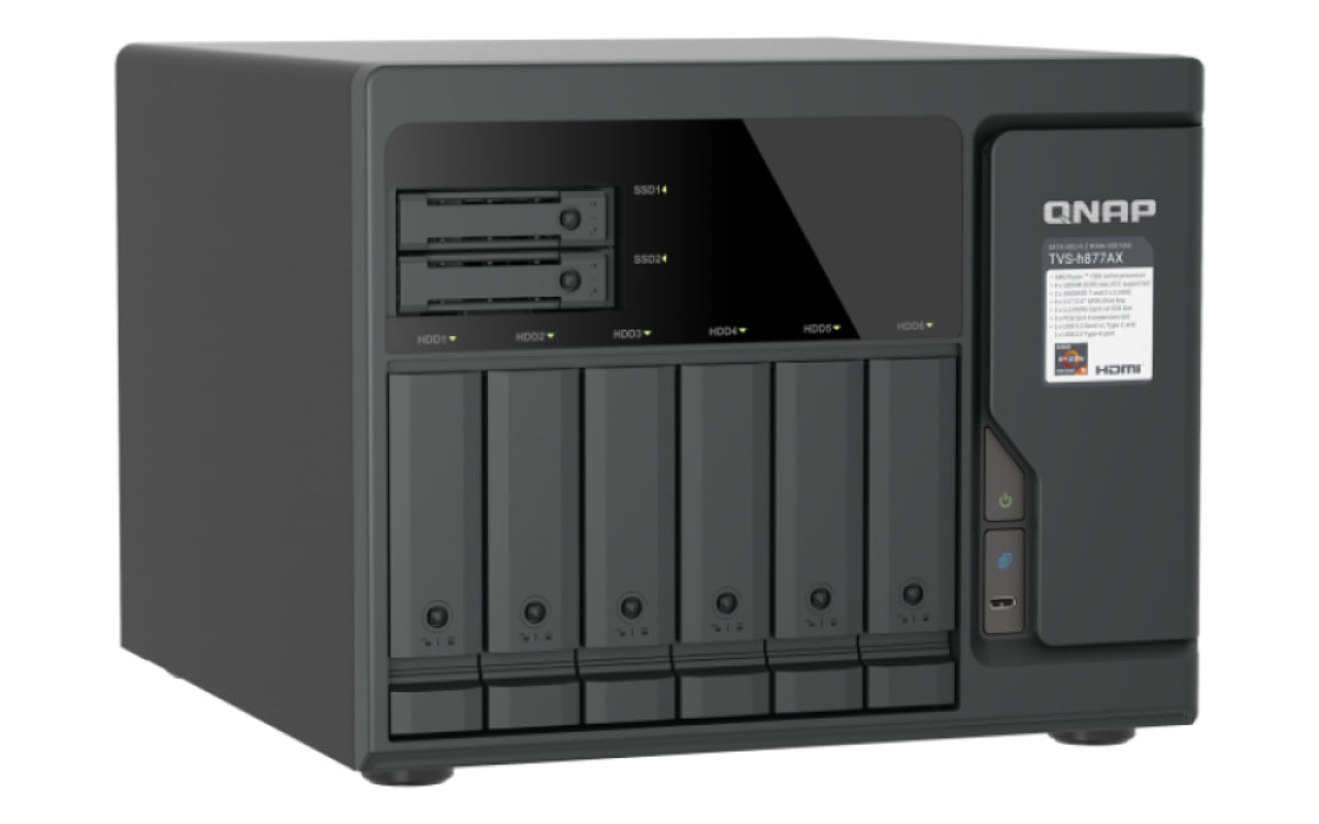 QNAP TVS-H877AX NAS Tower AMD Ryzen™ 5 16 GB DDR5 QNAP QTS Schwarz