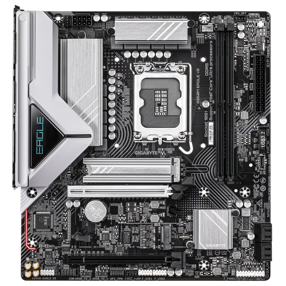 GIGABYTE B860M EAGLE V2 Mainboard – Intel Core Ultra Serie Prozessoren, 6+1+2 Phasen VRM, bis zu 9066 MHz DDR5, 1x PCIe 5.0 + 1x PCIe 4.0 M.2, 2.5 GbE LAN, USB 3.2 Gen 1