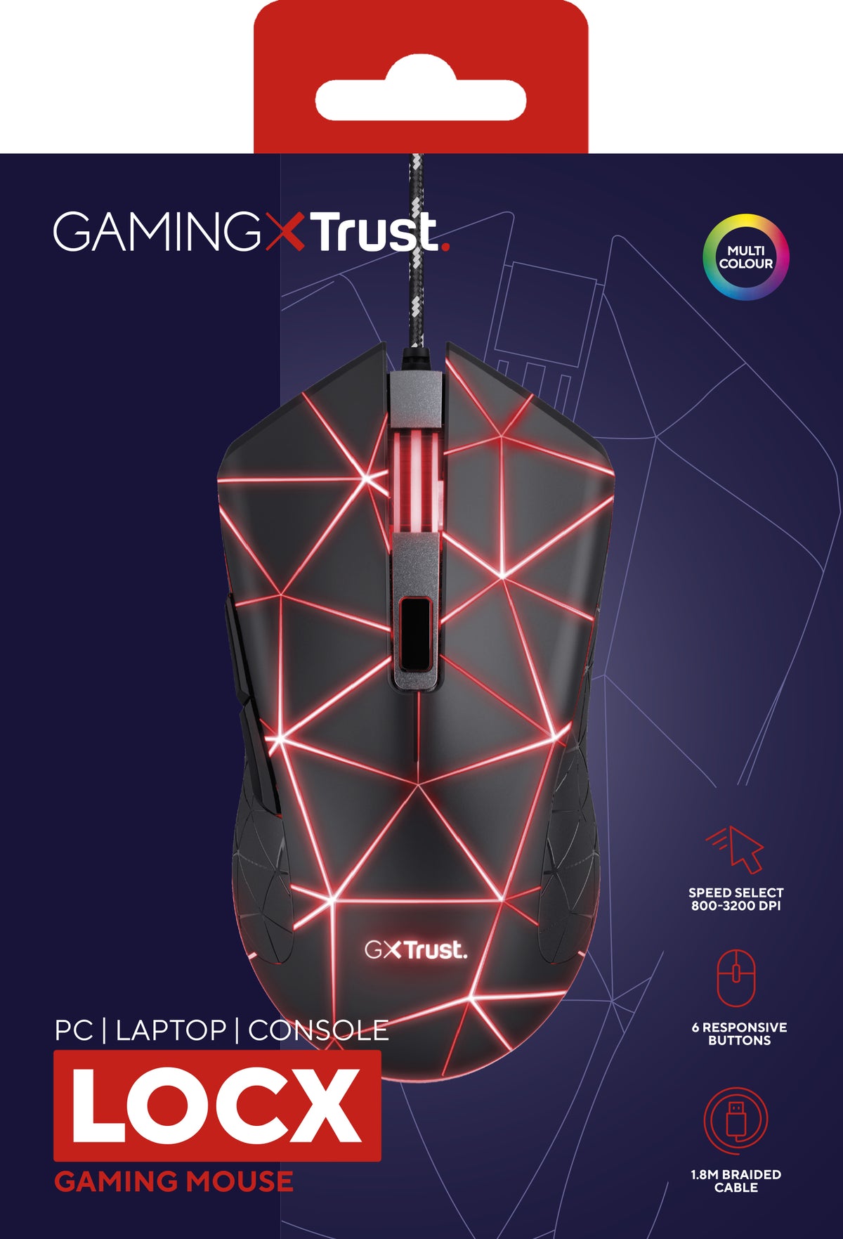 Trust GXT 133 Locx Maus Gaming rechts USB Typ-A Optisch 4000 DPI