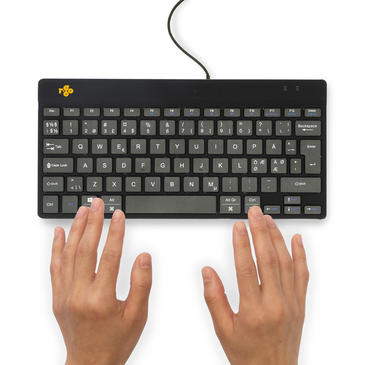 R-Go Tools Ergonomische Tastatur R-Go Compact Break, kompakte Tastatur mit Pausensoftware, QWERTY (NORDIC), Kabelgebunden, Schwarz