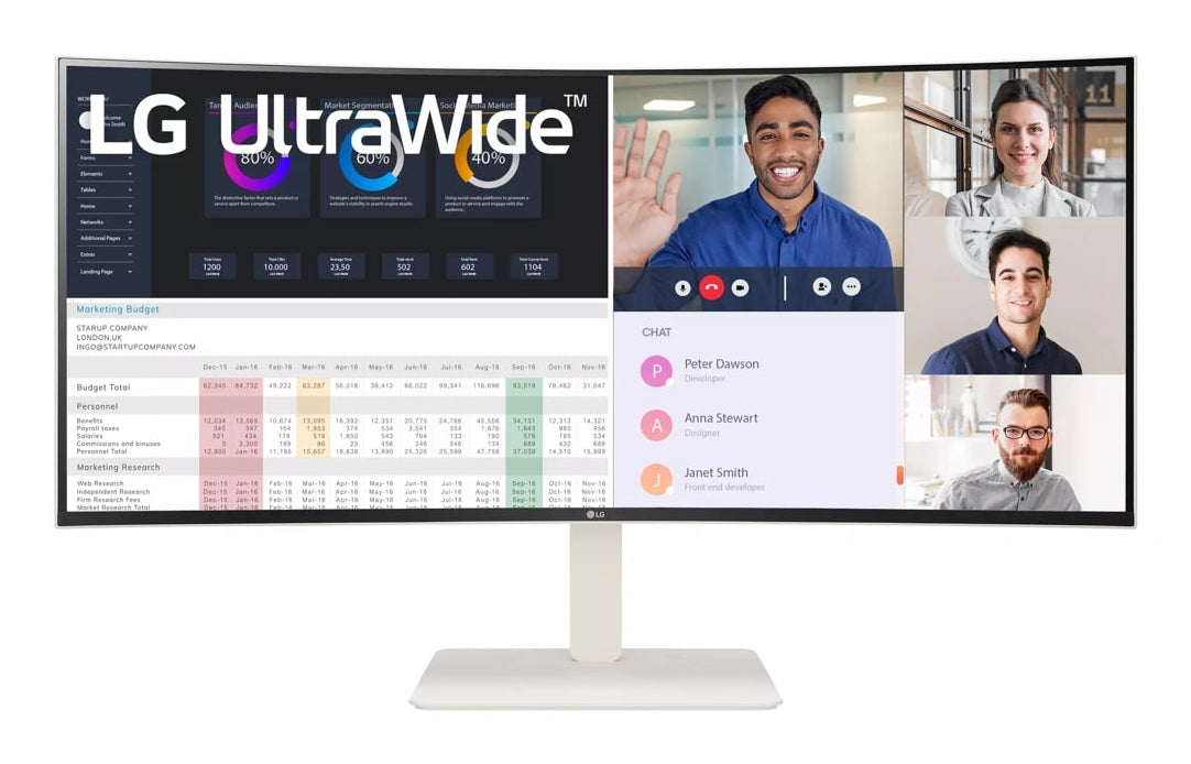 LG 38WR85QC-W Computerbildschirm 96,5 cm (38") 3840 x 1600 Pixel UltraWide Quad HD LCD Weiß