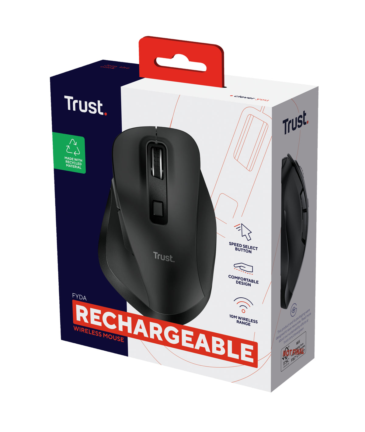 Trust Fyda Maus Büro rechts RF Wireless + USB Type-A Optisch 2400 DPI