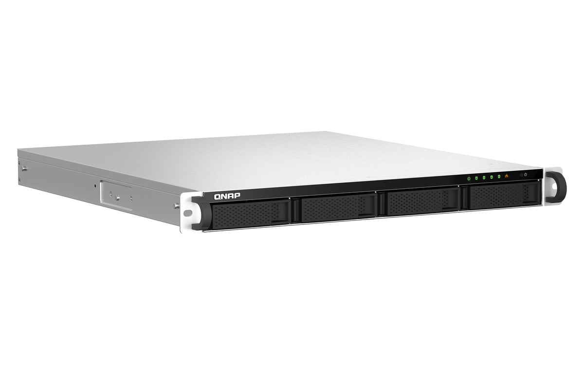QNAP TS-464U NAS Rack (1U) Intel® Celeron® N5095 8 GB DDR4 0 TB QNAP Turbo System Aluminium, Schwarz