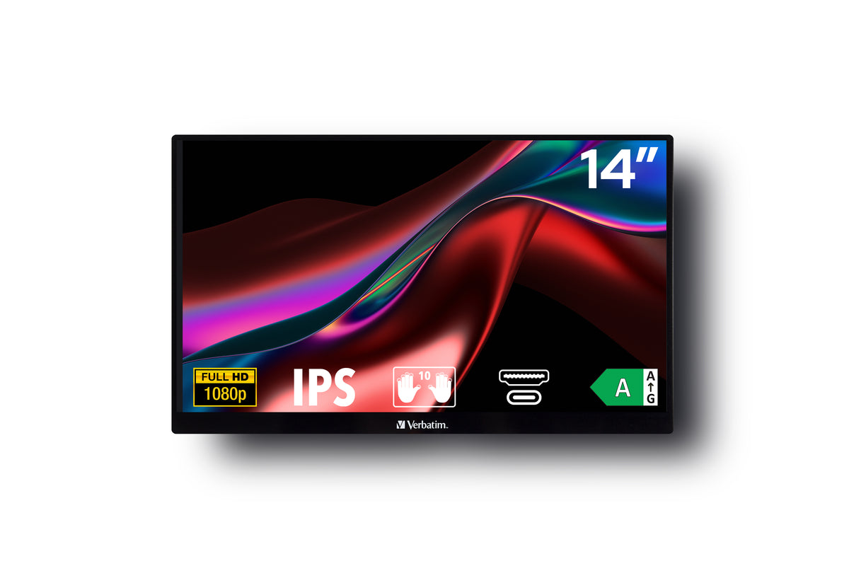 Verbatim PMT-14 Computerbildschirm 35,6 cm (14") 1920 x 1080 Pixel Full HD Touchscreen Schwarz